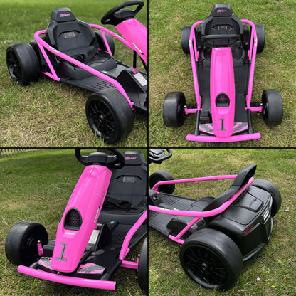 Ride on Go Kart for Teens 24V 2 X 300W Extra Powerful Motors Electric Karts with Slow Start Outdoor Ride on Toy for Kids 8-11Y