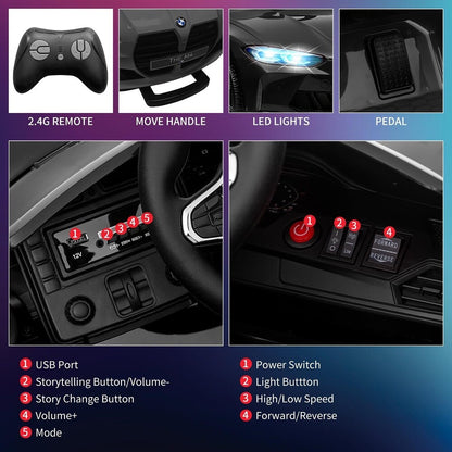BMW M4 Kids Ride-On Car – 12V  Electric Sports Car with Remote Control, Safety Belt & LED Fun