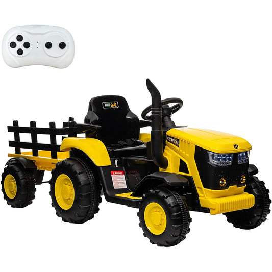 12V Kids Ride on Tractor Electric Toy Car with Remote Control,Led Lights,Music,Horn,Electric Vehicles for Toddlers 3-8 Years