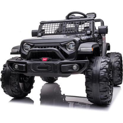 2 Seaters Kids Ride on Truck with Remote Control, 24V 9Ah 20" Large Seat 15.5" Wheels,Electric Riding Car with Led Light Music
