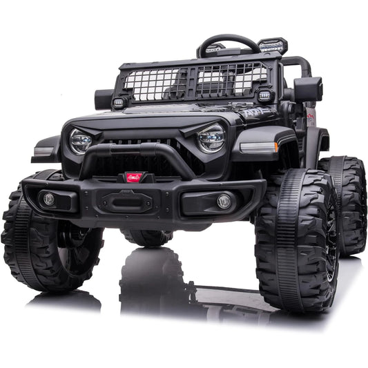 2 Seaters Kids Ride on Truck with Remote Control, 24V 9Ah 20" Large Seat 15.5" Wheels,Electric Riding Car with Led Light Music