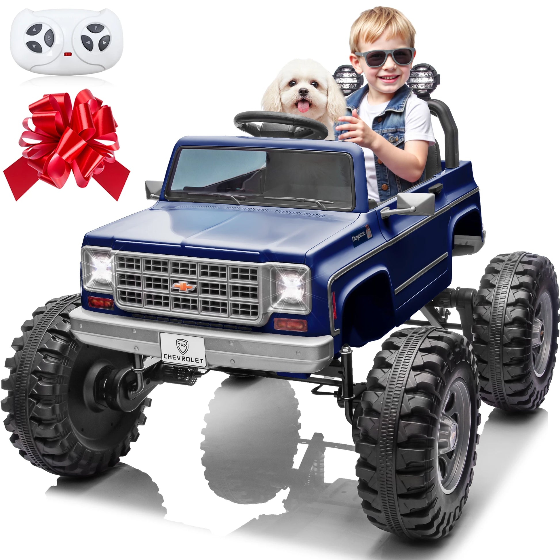 Chevrolet 2-Seater Ride-On Truck 24V 400W Electric Kids Car with Remote Control, LED Lights & Music