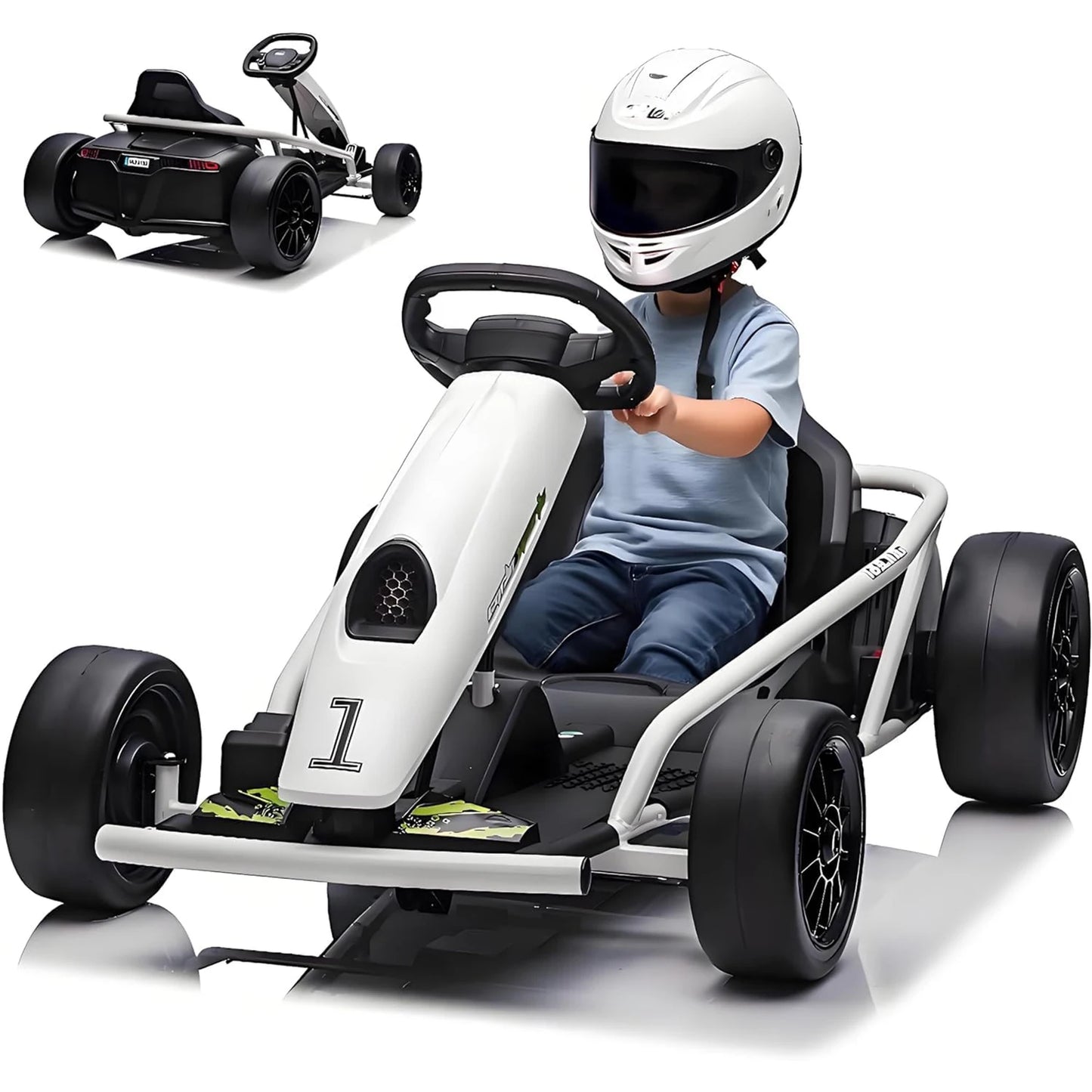 Ride on Go Kart for Teens 24V 2 X 300W Extra Powerful Motors Electric Karts with Slow Start Outdoor Ride on Toy for Kids 8-11Y