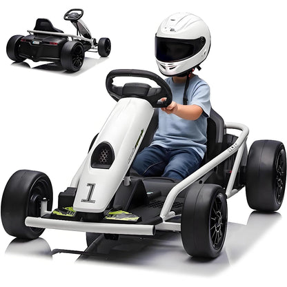 Ride on Go Kart for Teens 24V 2 X 300W Extra Powerful Motors Electric Karts with Slow Start Outdoor Ride on Toy for Kids 8-11Y