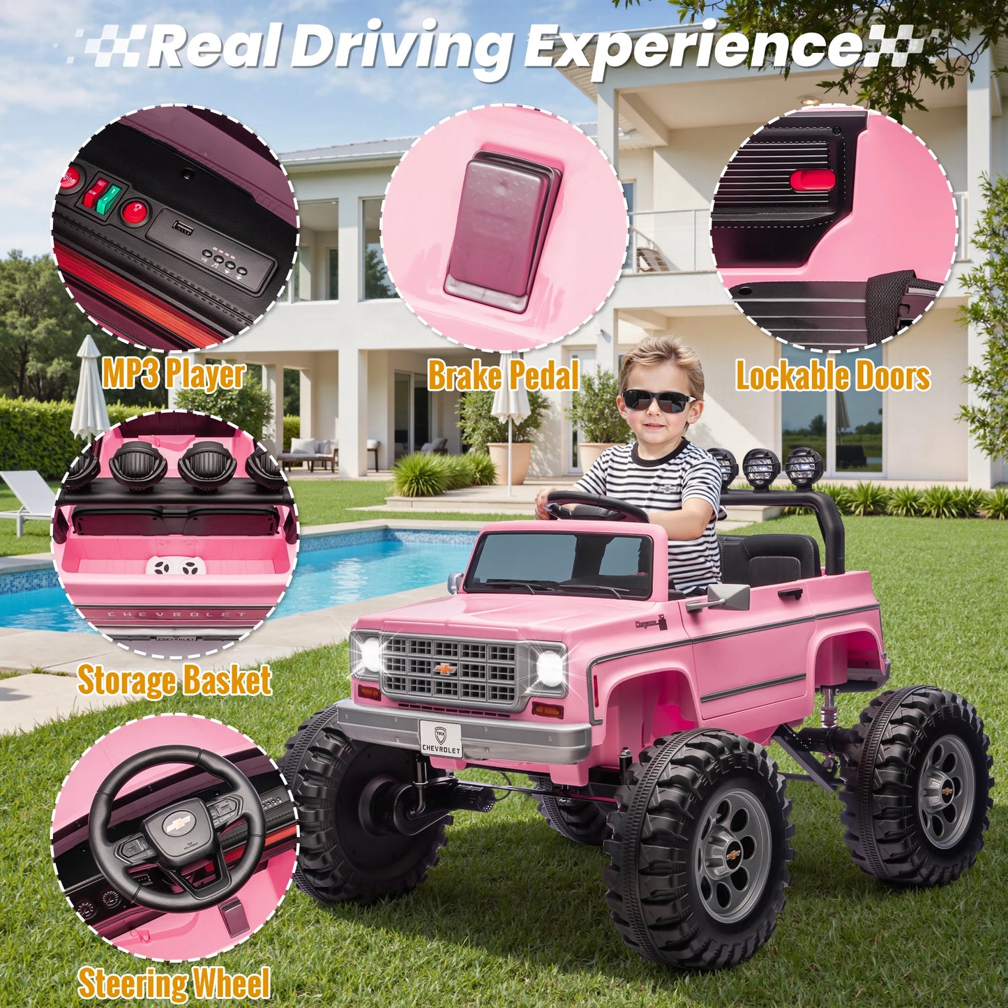 Licensed Chevrolet Cheyenne 24V Ride on Car 2X200W Motor Remote Control Decoration Streamer 24 Volt Ride on Toys for Kids