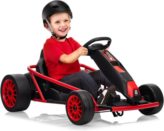 24V 9Ah Kids Ride on Go Kart Toy,High Speed 8.1MPH Drifting Car with 2X300W Motors Full Metal Frame,Music,For Kids 86-12 Years