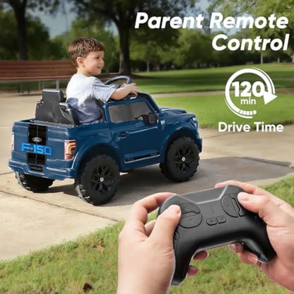 Licensed Ford Shelby F-150 Ride on Car Truck, 12V Toddler Electric Car for Ages 3-6 with Remote Control - Blue