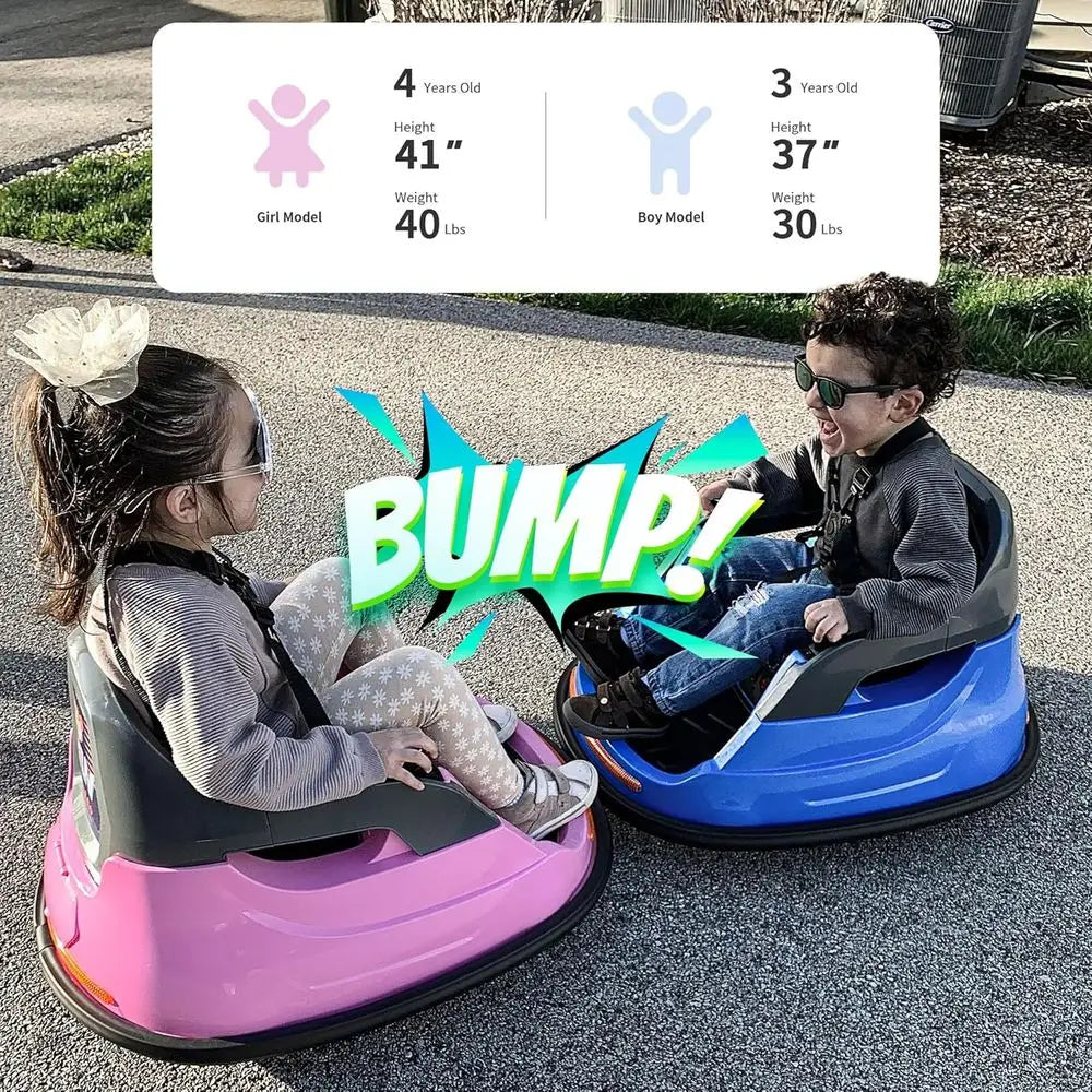 12V Kids Bumper Car, Electric Baby Bumper Car for Toddlers with Remote Control, 3 Speeds - Light Pink