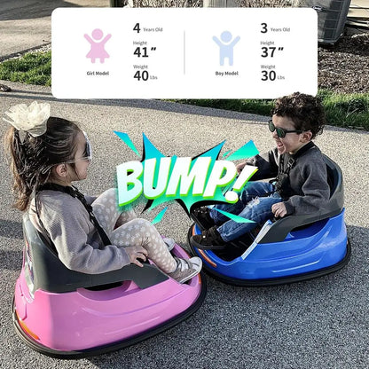 12V Kids Bumper Car, Electric Baby Bumper Car for Toddlers with Remote Control, 3 Speeds - Light Pink