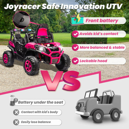 24V XL 2 Seater Ride on Toys Car for Girls, 2WD/4WD Switchable Off-Road UTV W/Long-Endurance Battery Power, 3-Speed Remote Contr