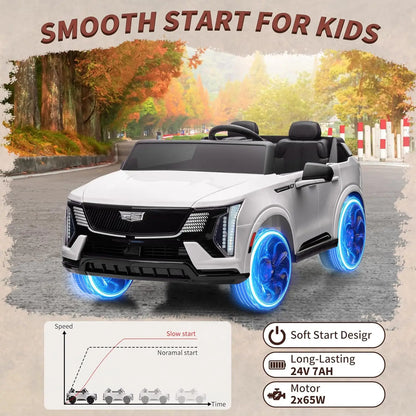 24V Ride on Car, Electric Vehicle with Remote Control, 2 Seater, 4-Wheel Shock Absorbers, Smooth Start, Led Lights for Kids