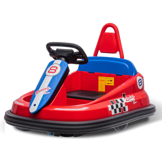 Bumper Car for Toddlers 6V Electric Ride on Toys for Kids 1.9 MPH Max Speed Steering Wheel 360 Degree Spin 2-Speeds Lights Music
