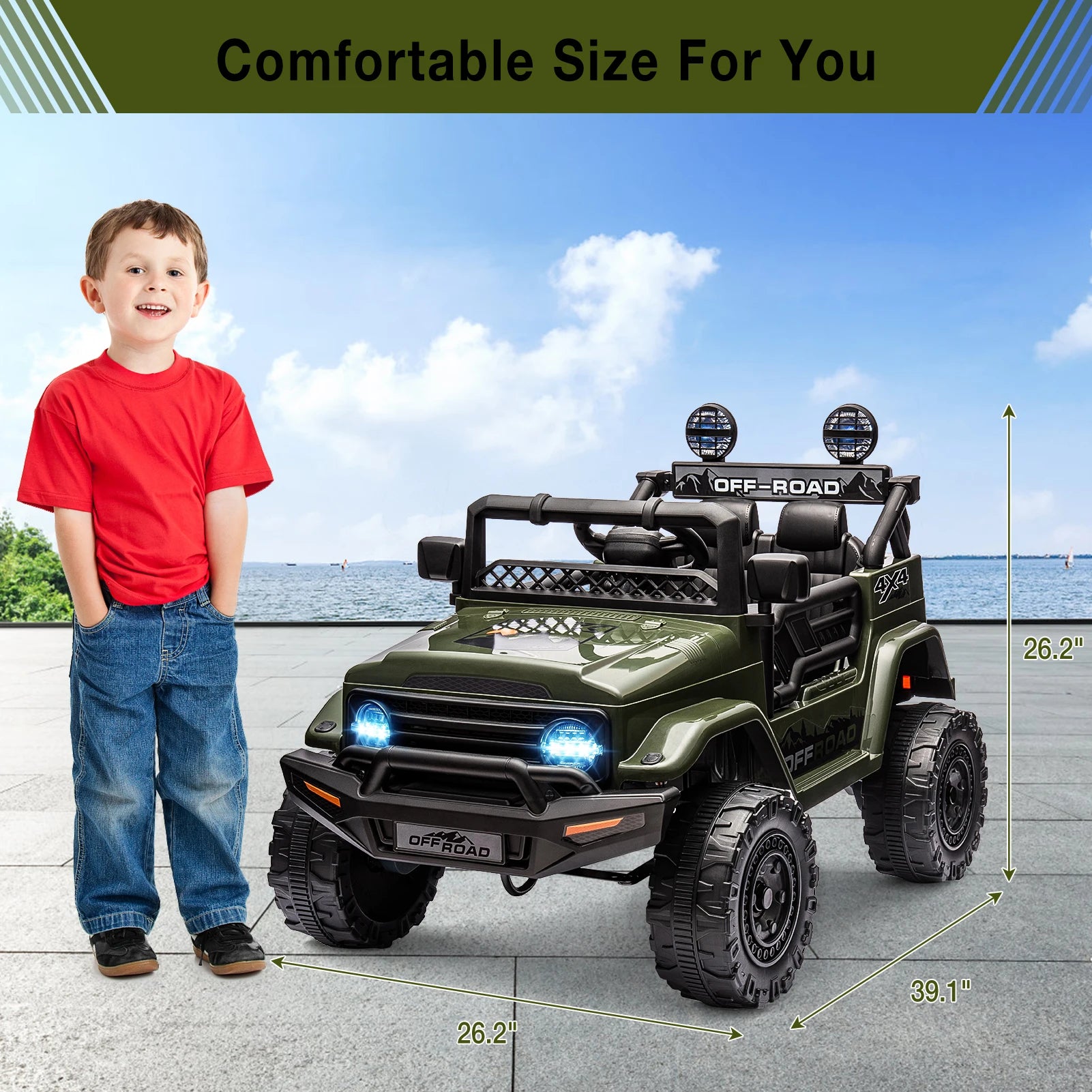 12V Kids Ride on Truck with Remote Control Spring Suspension Bluetooth Connectivity and Led Lights for 3-8Years Birthday Gifts