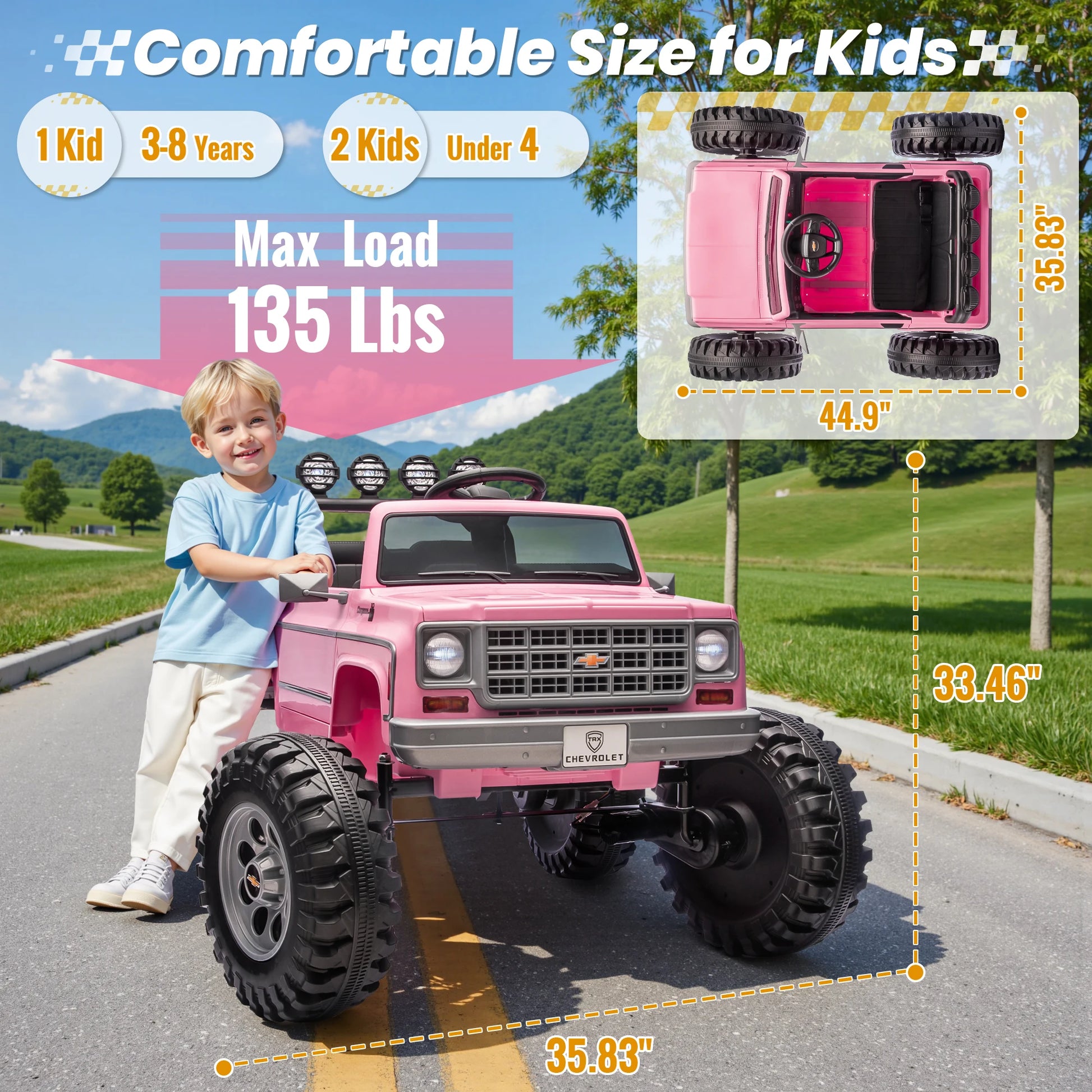 Licensed Chevrolet Cheyenne 24V Ride on Car 2X200W Motor Remote Control Decoration Streamer 24 Volt Ride on Toys for Kids