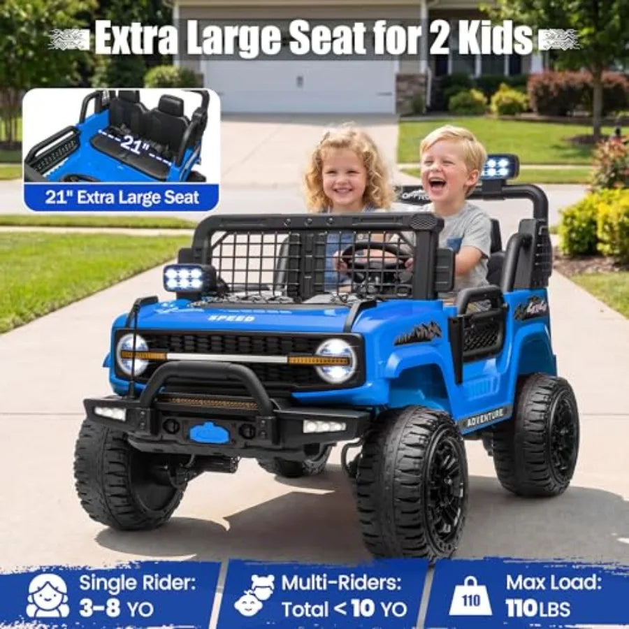 ' Electric Ride-On Car for Outdoor Play, ABS Plastic Body, Red, 24V Dual Battery, Remote Control, 20-Inch Seat, 130 Lbs Capacit