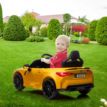 12V Electric Ride on Car W/Rc,Licensed by BMW M4 Toddler Toy Vehicle for Kid with Suspension System,3 Speeds,Bluetooth,Led Light