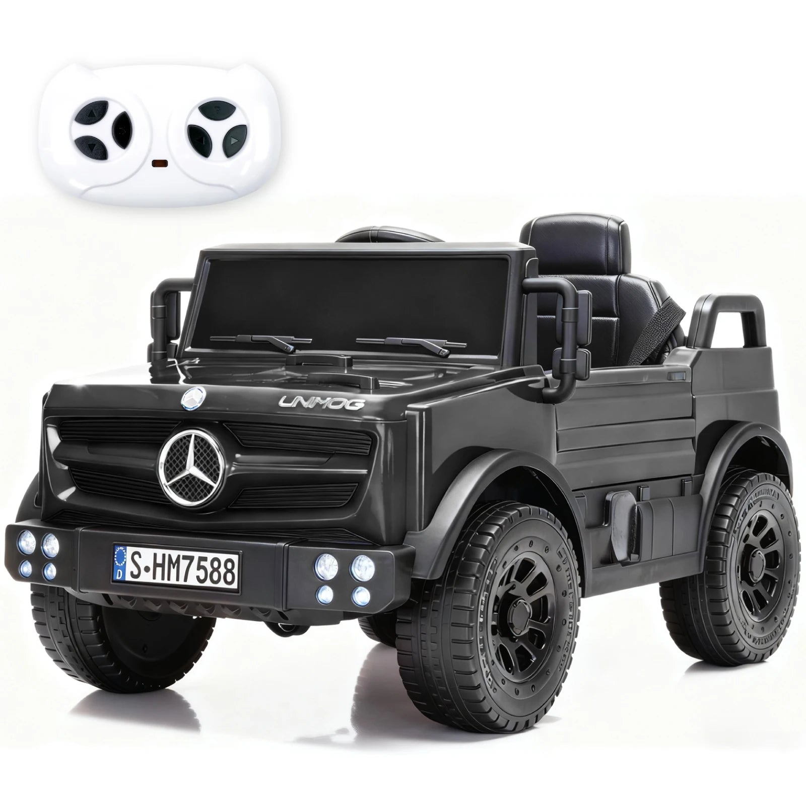12V Mercedes-Benz Unimog Ride-On Car for Kids | Remote Control, LED Lights, Music Player & Safety Belt – Perfect Gift for Ages 3