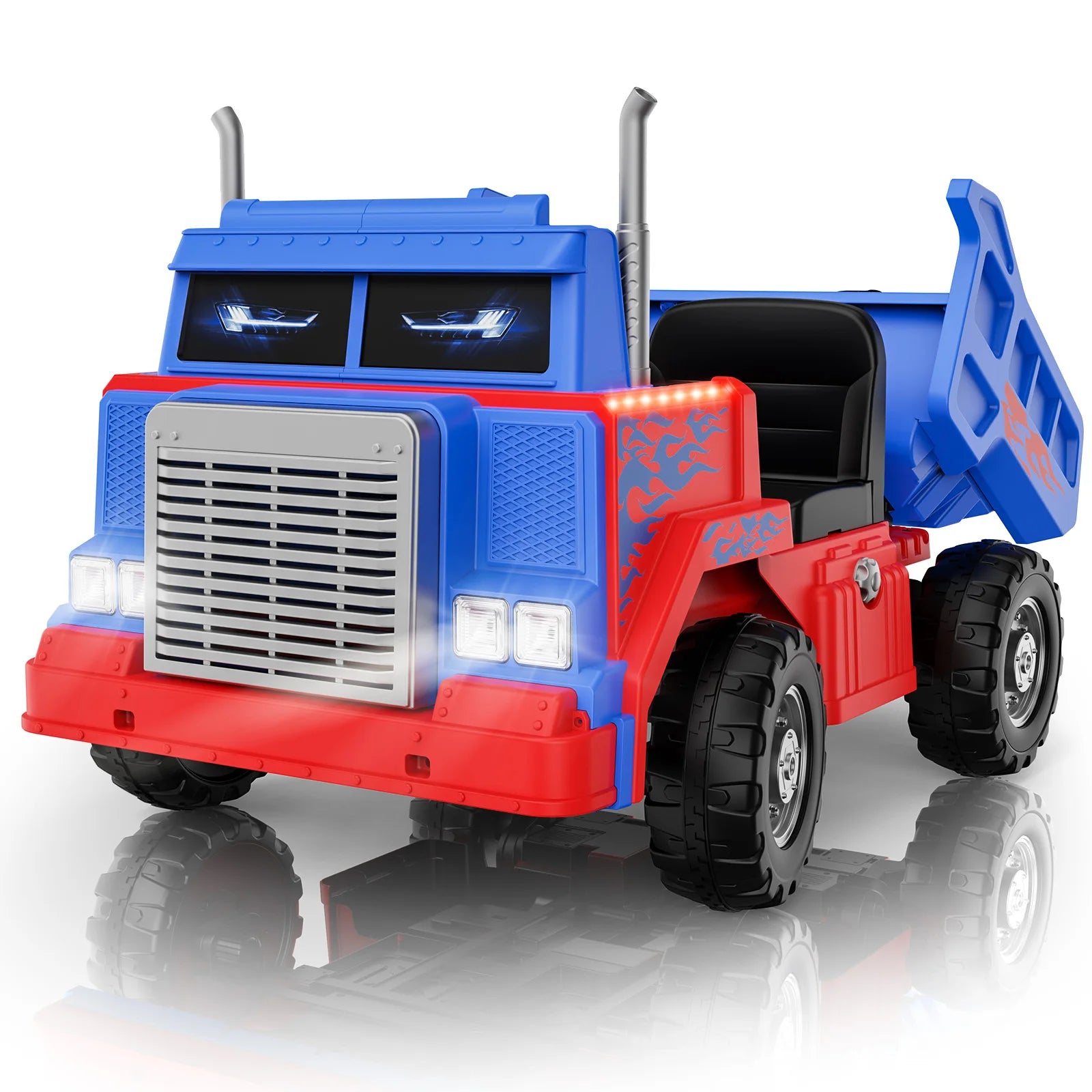 24V Ride on Dump Truck for Big Kids, 4WD/2WD, Remote, Dump Bed, LED, Bluetooth, Suspension, Perfect Christmas Gift