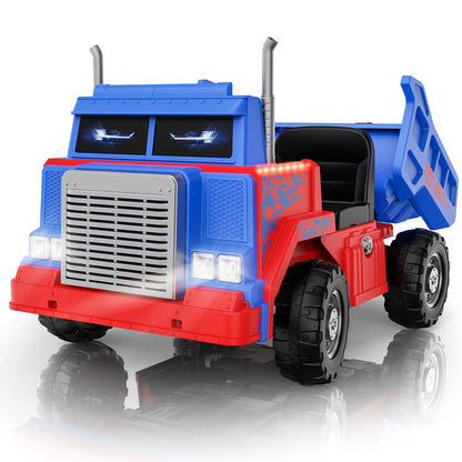 24V Ride on Dump Truck for Big Kids, 4WD/2WD, Remote, Dump Bed, LED, Bluetooth, Suspension, Perfect Christmas Gift