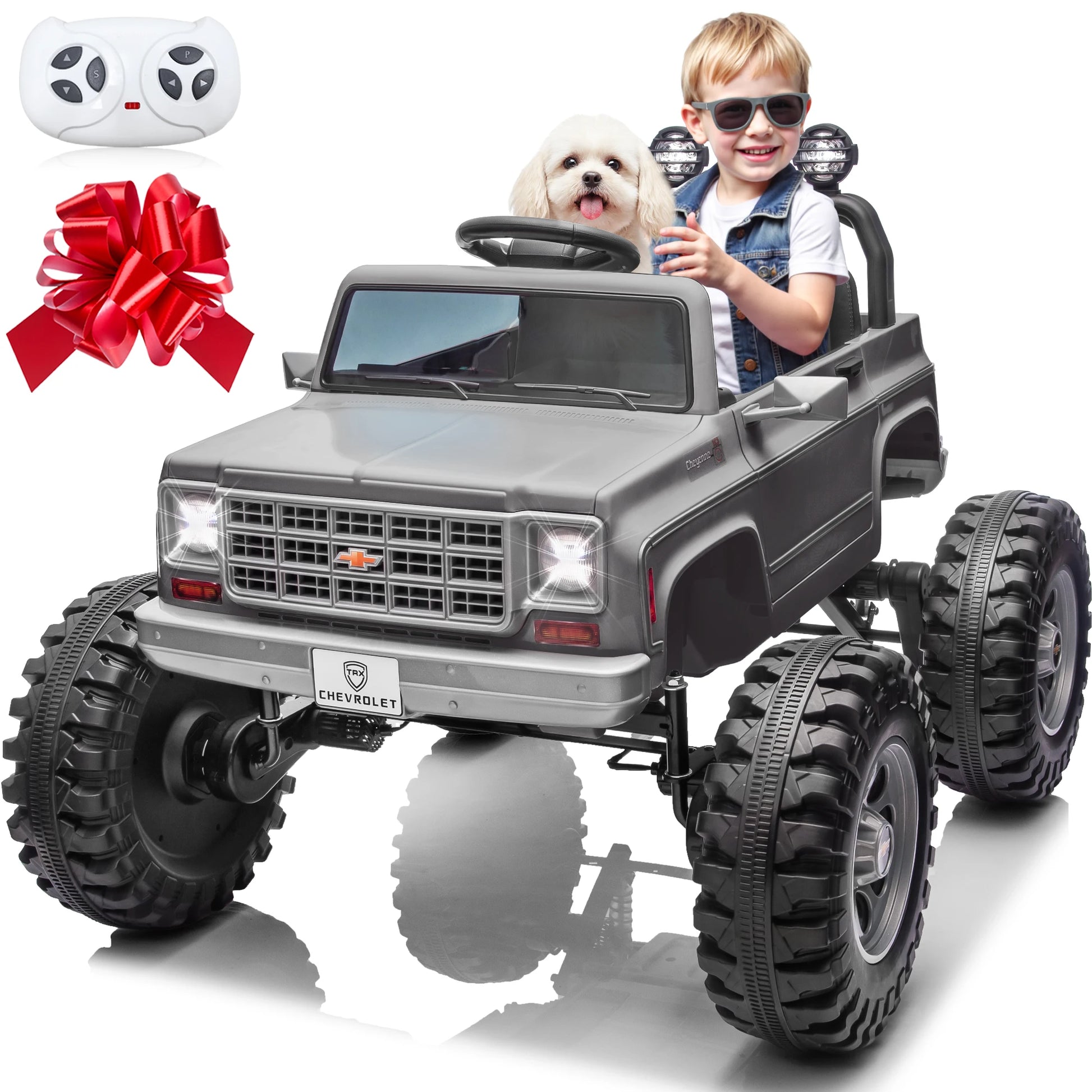 Chevrolet 2-Seater Ride-On Truck 24V 400W Electric Kids Car with Remote Control, LED Lights & Music