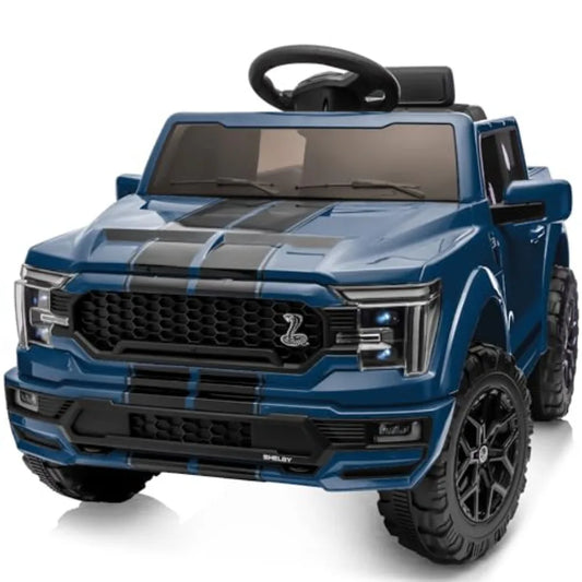 Licensed Ford Shelby F-150 Ride on Car Truck, 12V Toddler Electric Car for Ages 3-6 with Remote Control - Blue