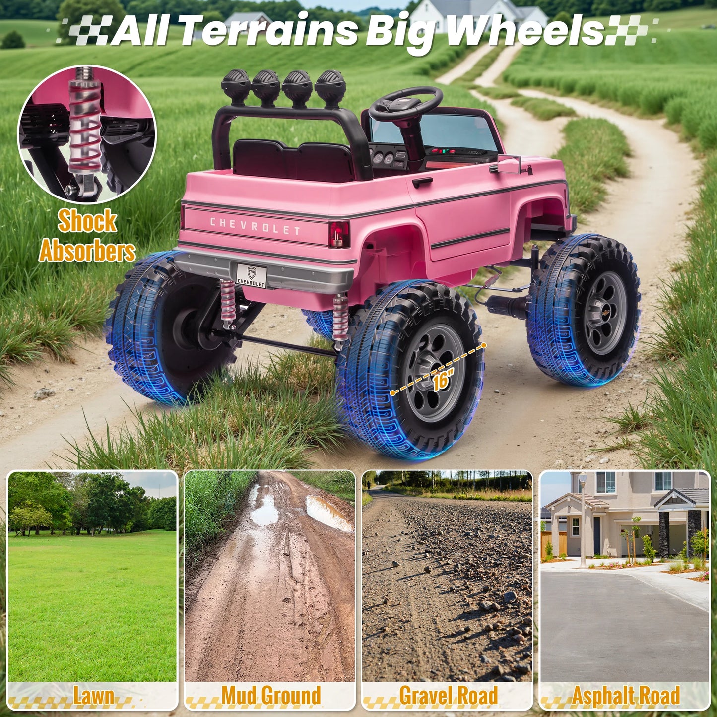 Licensed Chevrolet Cheyenne 24V Ride on Car 2X200W Motor Remote Control Decoration Streamer 24 Volt Ride on Toys for Kids