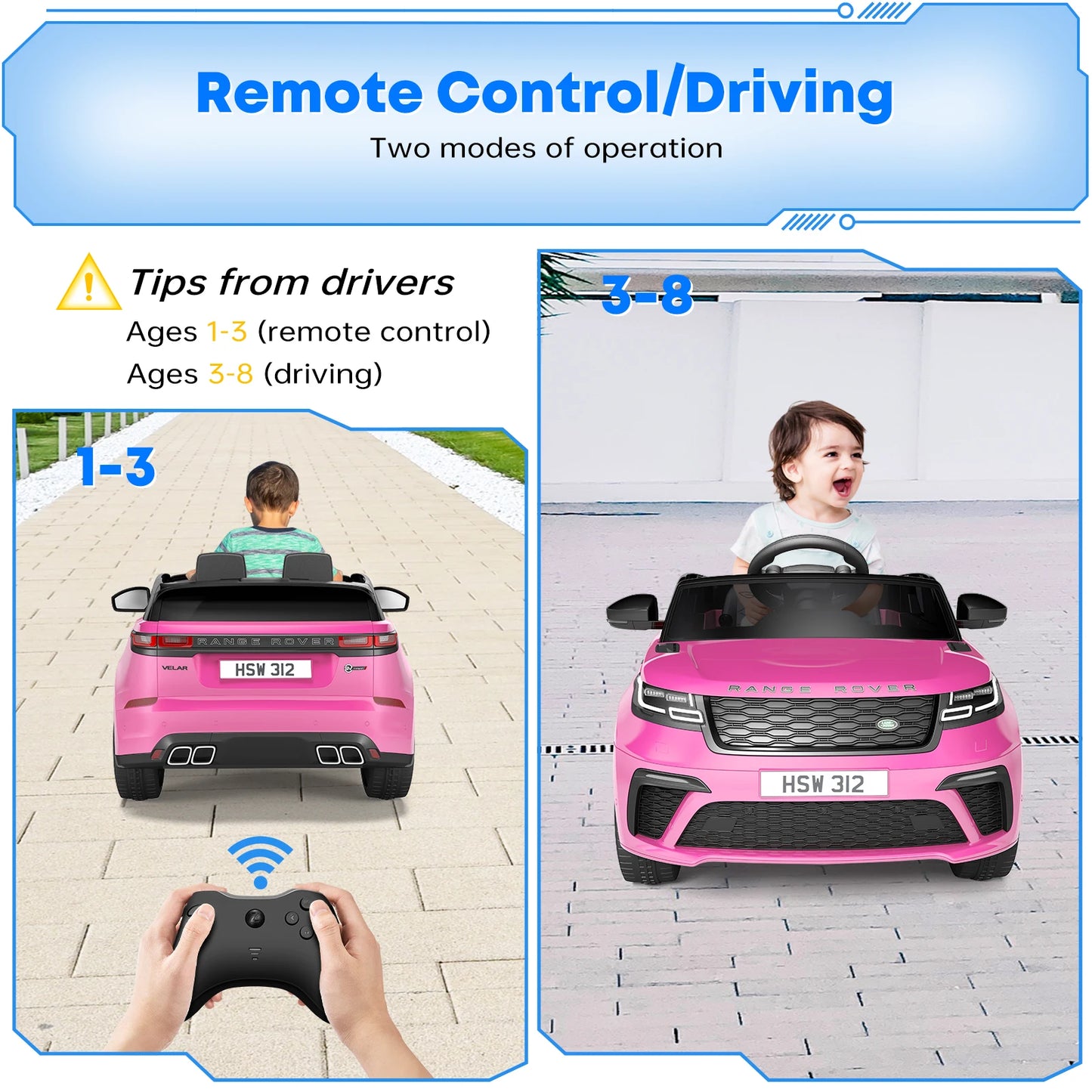 Ride on Cars for Kid 4-8, 12V Ride Electric Car for Kids with Parent Remote Control, MP3 Player, Rocking, Pull Rod