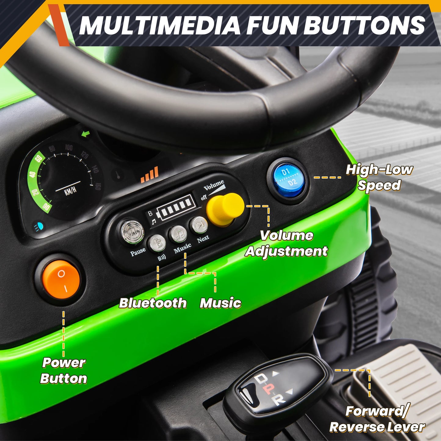 24 Volts Ride on Toys Vehicle W/Remote Control, 2 Seater Powered Ride on Tractor Truck, Electric Car for Kids 2-6 Gifts