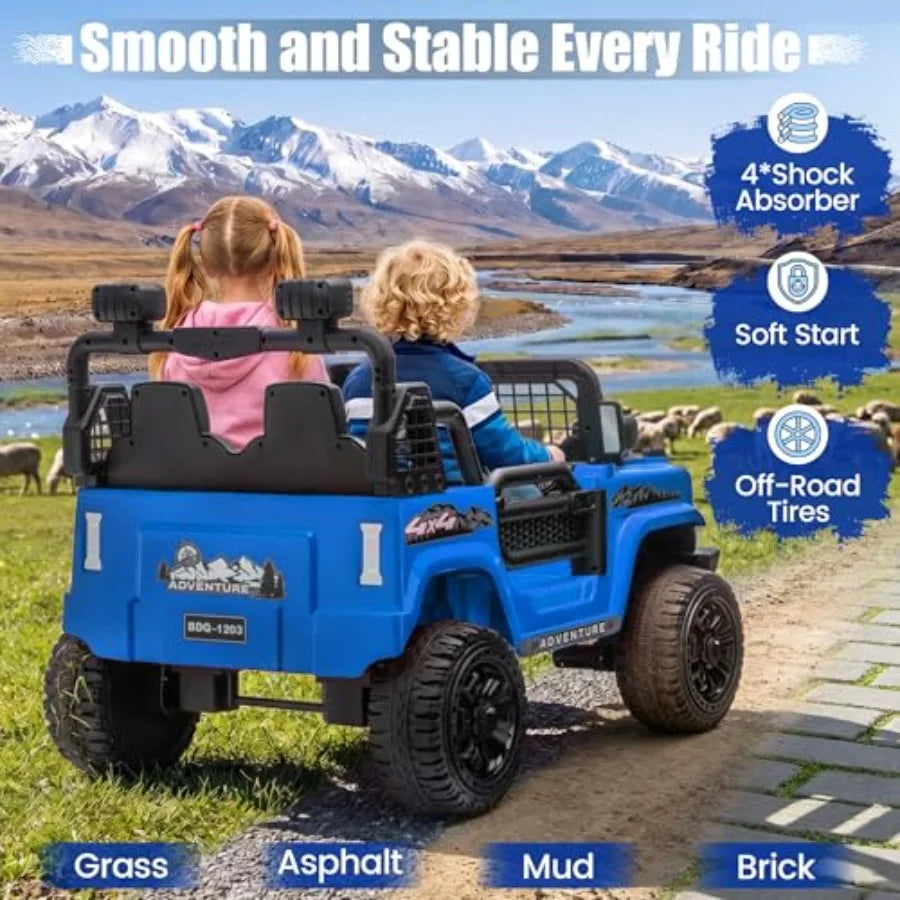 ' Electric Ride-On Car for Outdoor Play, ABS Plastic Body, Red, 24V Dual Battery, Remote Control, 20-Inch Seat, 130 Lbs Capacit