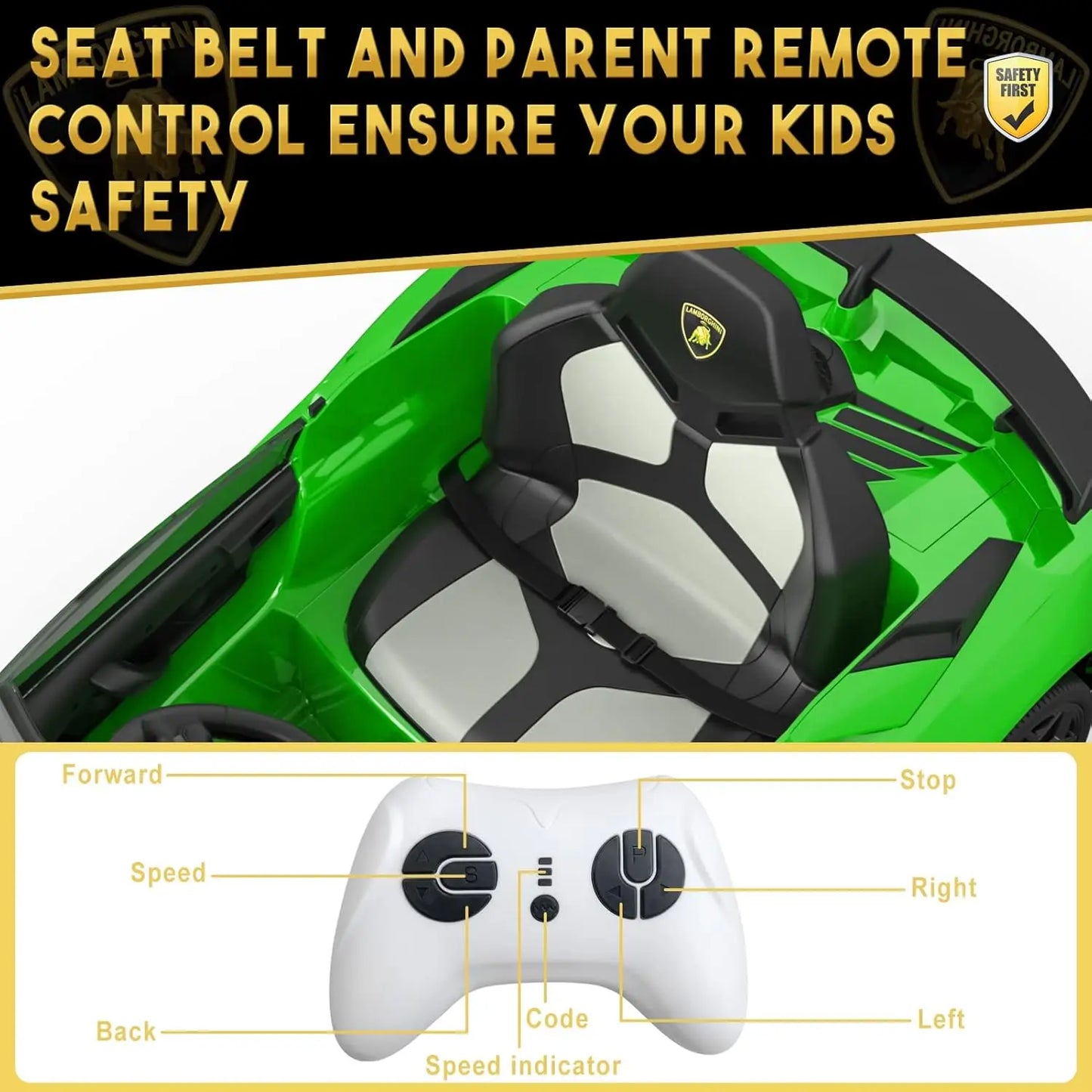 Kids Electric Car 12V Ride on Toys with Parent Remote 2-Speed Modes Engine Sounds & LED Lights Auto Doors for Boys & Girls