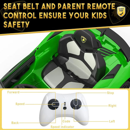 Kids Electric Car 12V Ride on Toys with Parent Remote 2-Speed Modes Engine Sounds & LED Lights Auto Doors for Boys & Girls