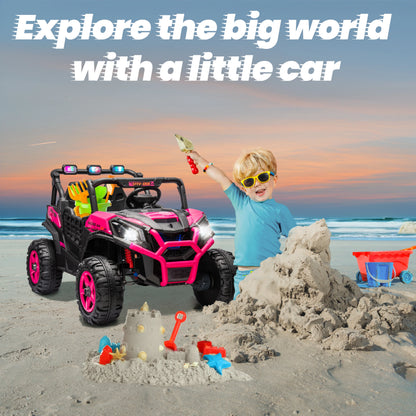 24V XL 2 Seater Ride on Toys Car for Girls, 2WD/4WD Switchable Off-Road UTV W/Long-Endurance Battery Power, 3-Speed Remote Contr