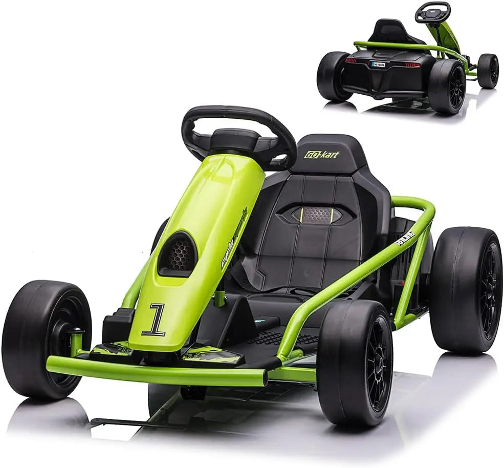 Ride on Go Kart for Teens 24V 2 X 300W Extra Powerful Motors Electric Karts with Slow Start Outdoor Ride on Toy for Kids 8-11Y