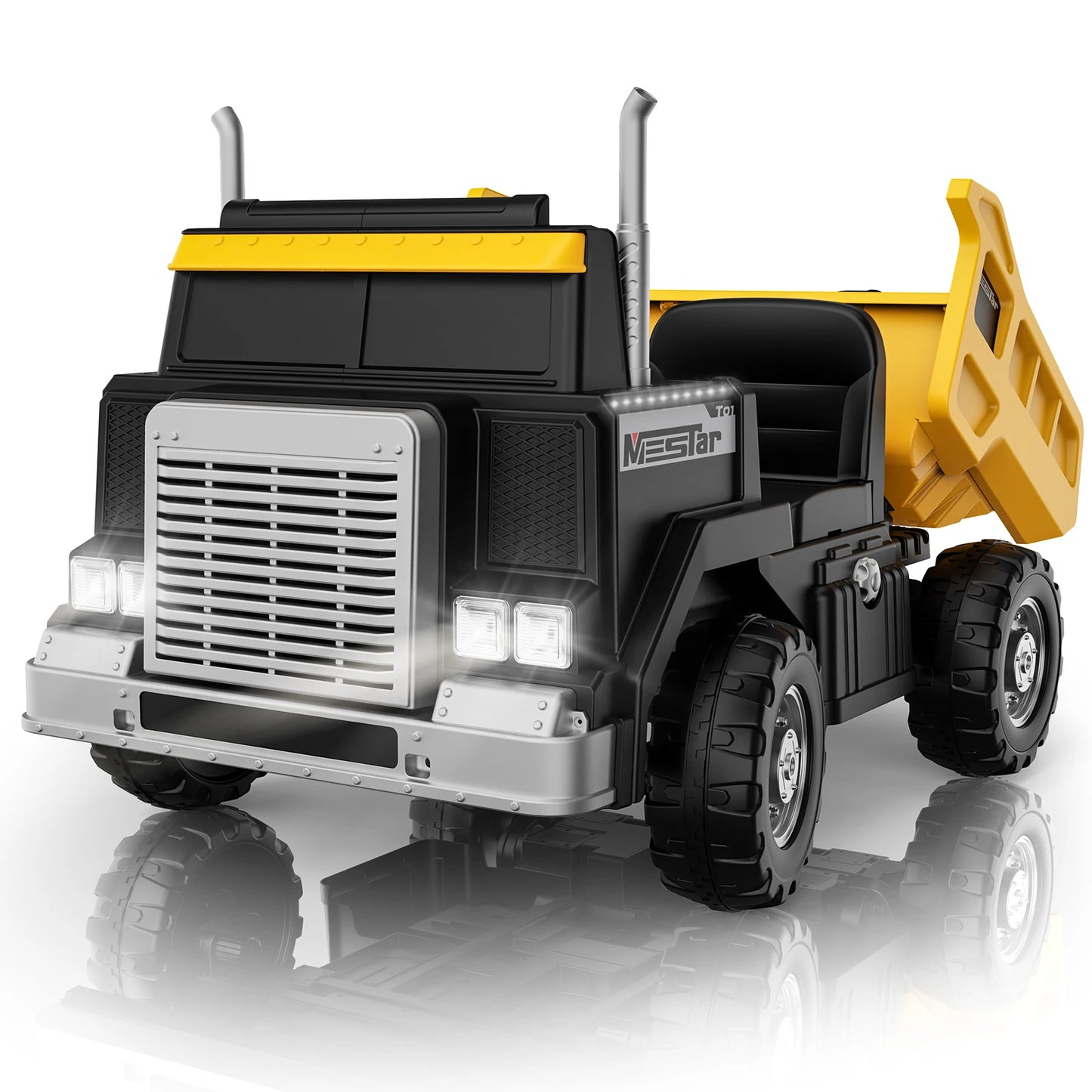 24V Ride on Dump Truck for Big Kids, 4WD/2WD, Remote, Dump Bed, LED, Bluetooth, Suspension, Perfect Christmas Gift