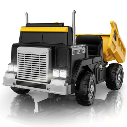 24V Ride on Dump Truck for Big Kids, 4WD/2WD, Remote, Dump Bed, LED, Bluetooth, Suspension, Perfect Christmas Gift