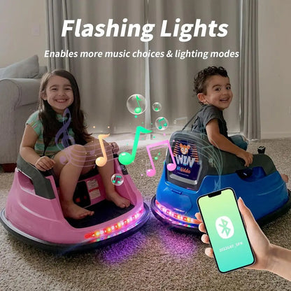 12V Kids Bumper Car, Electric Baby Bumper Car for Toddlers with Remote Control, 3 Speeds - Light Pink