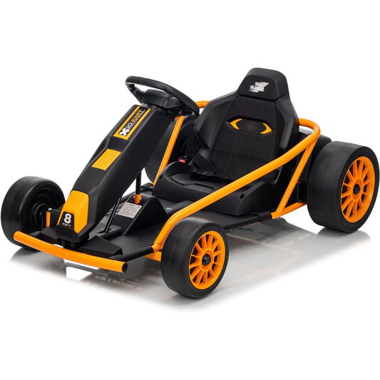 24V 9Ah Kids Ride on Go Kart Toy,High Speed 8.1MPH Drifting Car with 2X300W Motors Full Metal Frame,Music,For Kids 86-12 Years