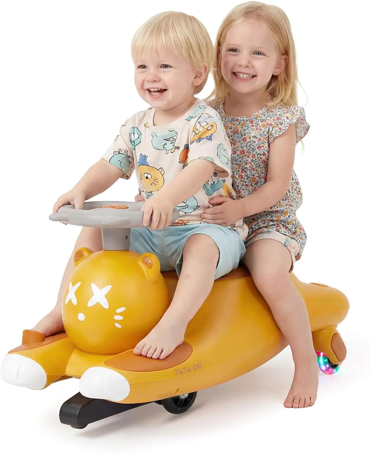 12V Electric Ride on Car for Kids, Electric Wiggle Car with 2-In-1 Manual & Electric Dual Modes, Ride on Toy with Bluetooth Music & 360° Steering for Kids Ages 3+ Indoor Outdoor Playing