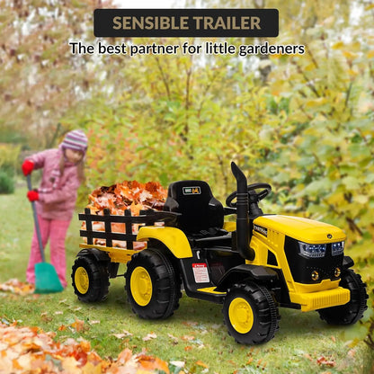 12V Kids Ride on Tractor Electric Toy Car with Remote Control,Led Lights,Music,Horn,Electric Vehicles for Toddlers 3-8 Years