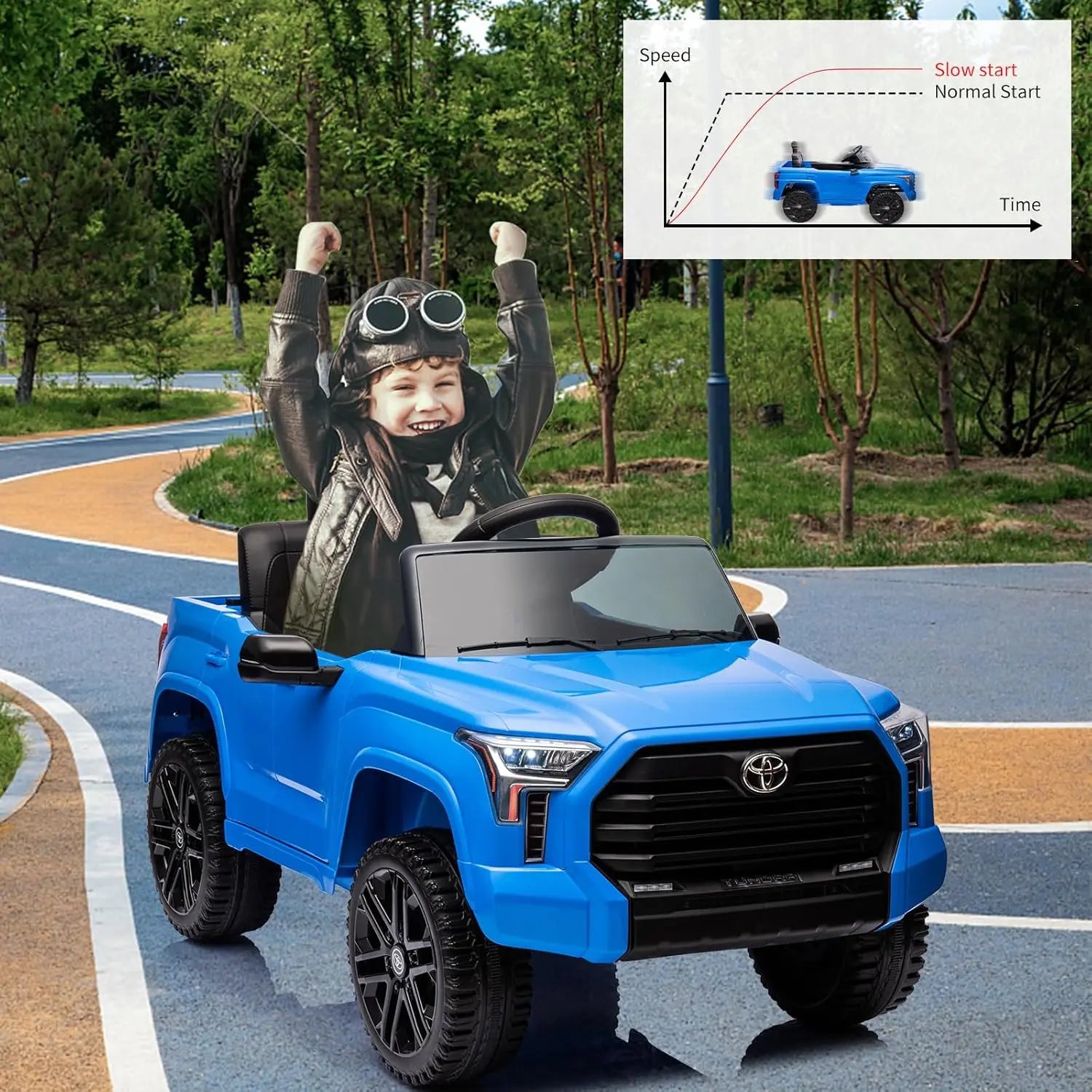 Electric Car for Kids Ride on Toys 12V Electric Truck Off-Road Kids Pickup Car with Remote Control LED Headlights 3 Speeds
