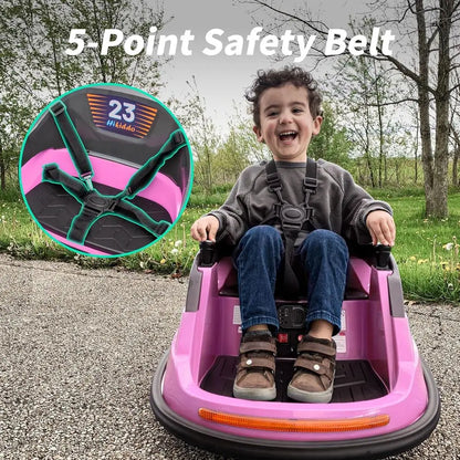 12V Kids Bumper Car, Electric Baby Bumper Car for Toddlers with Remote Control, 3 Speeds - Light Pink
