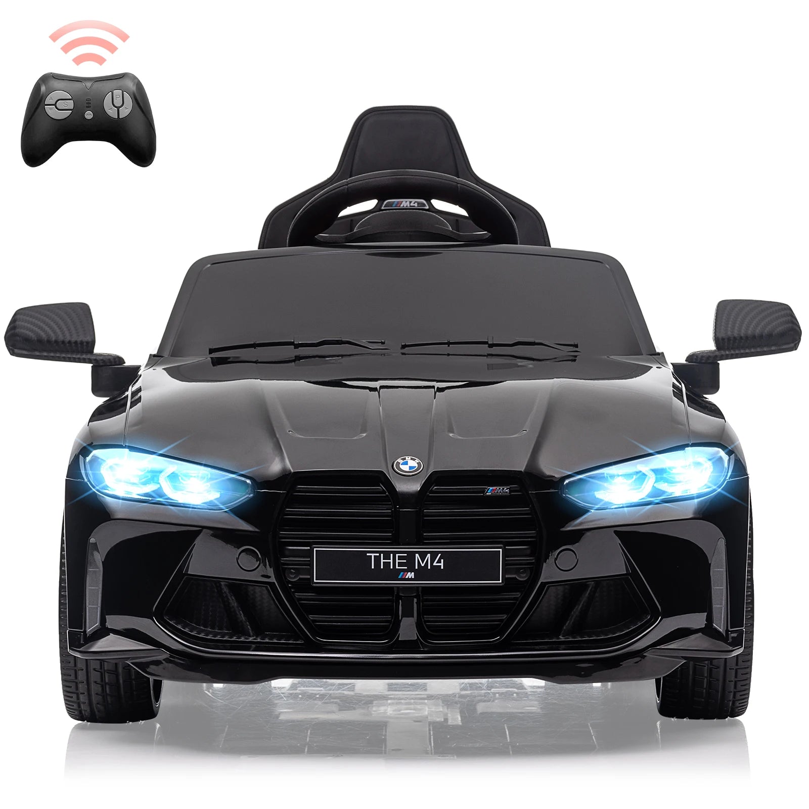 12V Electric Ride on Car W/Rc,Licensed by BMW M4 Toddler Toy Vehicle for Kid with Suspension System,3 Speeds,Bluetooth,Led Light