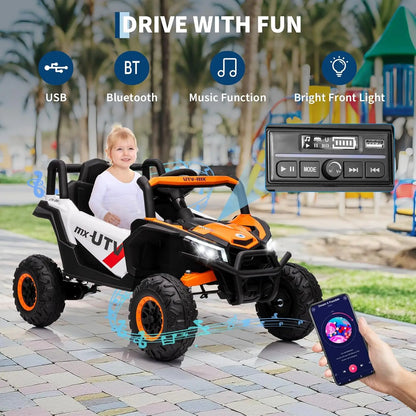 12V Kids Ride on Car,Utv Truck with Remote Control,4Wd/2Wd Switchable,Electric Vehicle with 4 Spring Suspension for Ages 3-8 Y