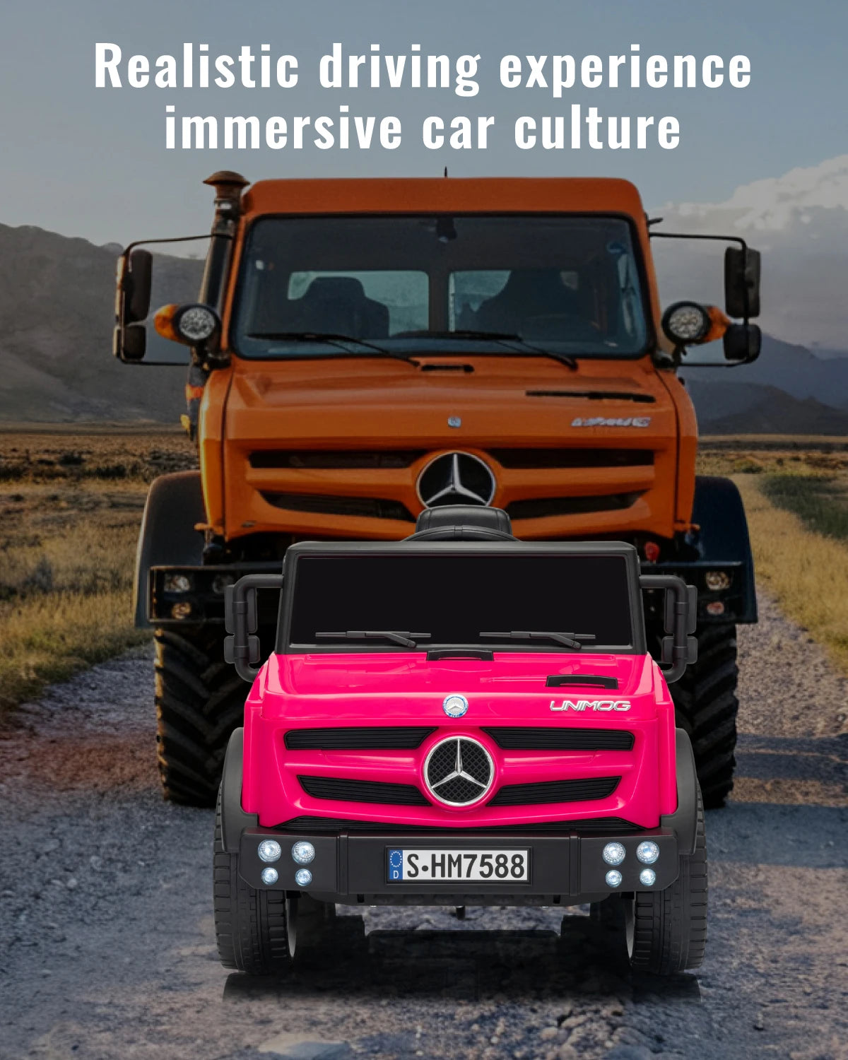 12V Mercedes-Benz Unimog Ride-On Car for Kids | Remote Control, LED Lights, Music Player & Safety Belt – Perfect Gift for Ages 3