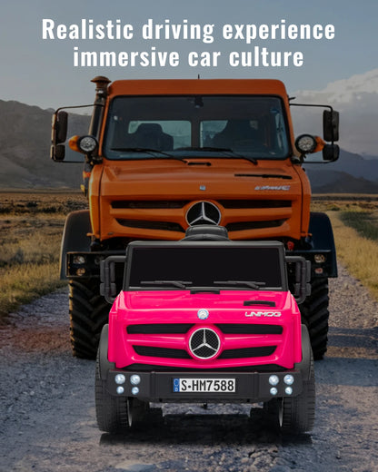12V Mercedes-Benz Unimog Ride-On Car for Kids | Remote Control, LED Lights, Music Player & Safety Belt – Perfect Gift for Ages 3