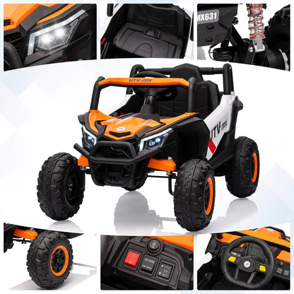 12V Kids Ride on Car,Utv Truck with Remote Control,4Wd/2Wd Switchable,Electric Vehicle with 4 Spring Suspension for Ages 3-8 Y