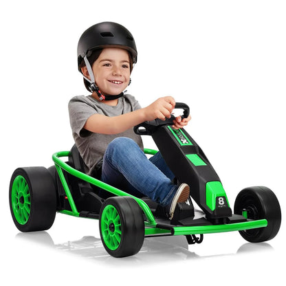 24V 9Ah Kids Ride on Go Kart Toy,High Speed 8.1MPH Drifting Car with 2X300W Motors Full Metal Frame,Music,For Kids 86-12 Years