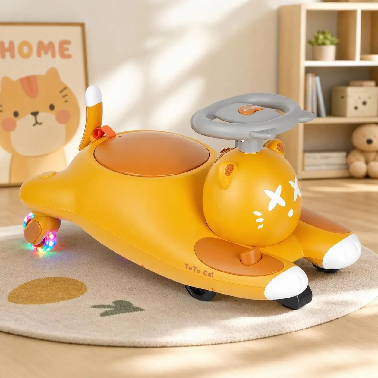 12V Electric Ride on Car for Kids, Electric Wiggle Car with 2-In-1 Manual & Electric Dual Modes, Ride on Toy with Bluetooth Music & 360° Steering for Kids Ages 3+ Indoor Outdoor Playing