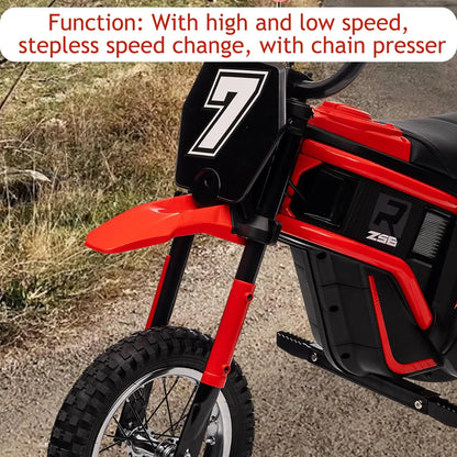 Ride on Motorcycle for Kids Electric Dirt Bike 24-Volt 350-Watt Kid'S Toys up to 14.29 MPH, 2-Speed Modes, Max Load 135 Lbs