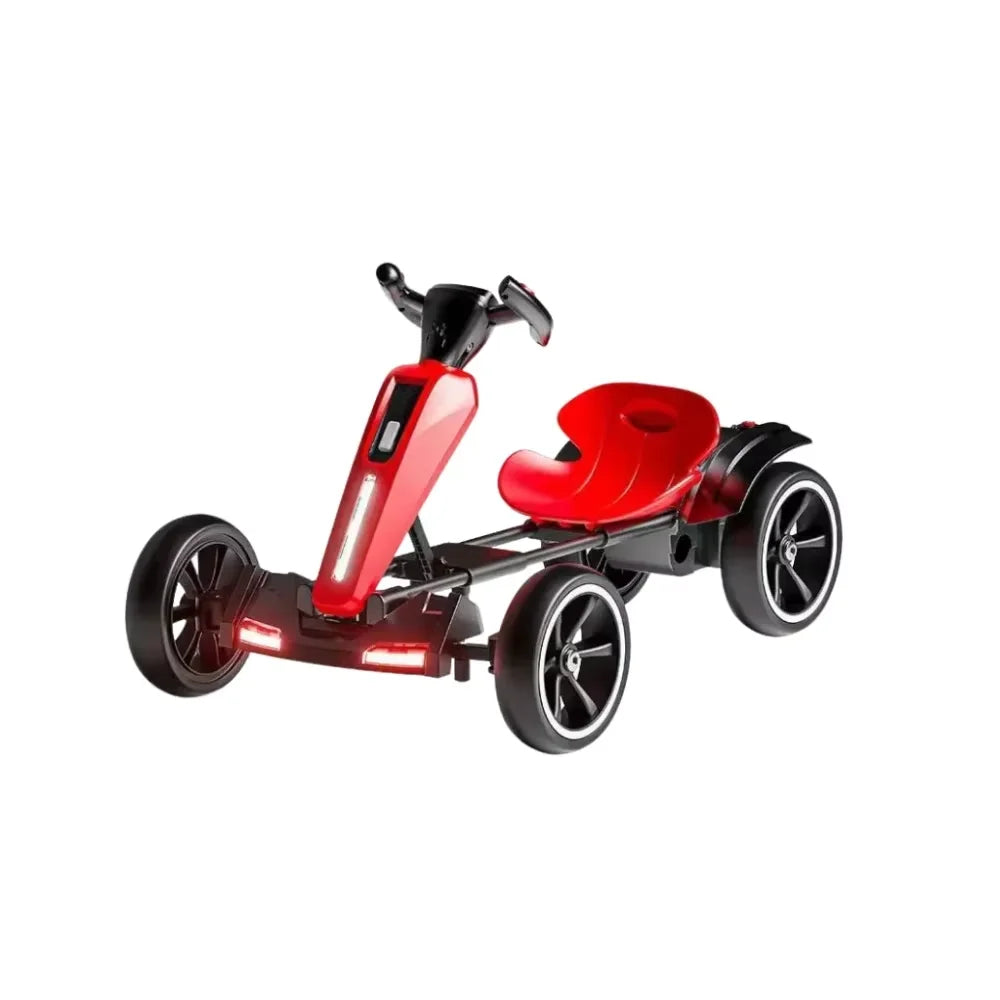 12V Electric Kids Pedal Go Kart, Folder Go Kart, Outdoor Ride on Toy with Adjustable Seat, 4 Wheels for Boys and Girls